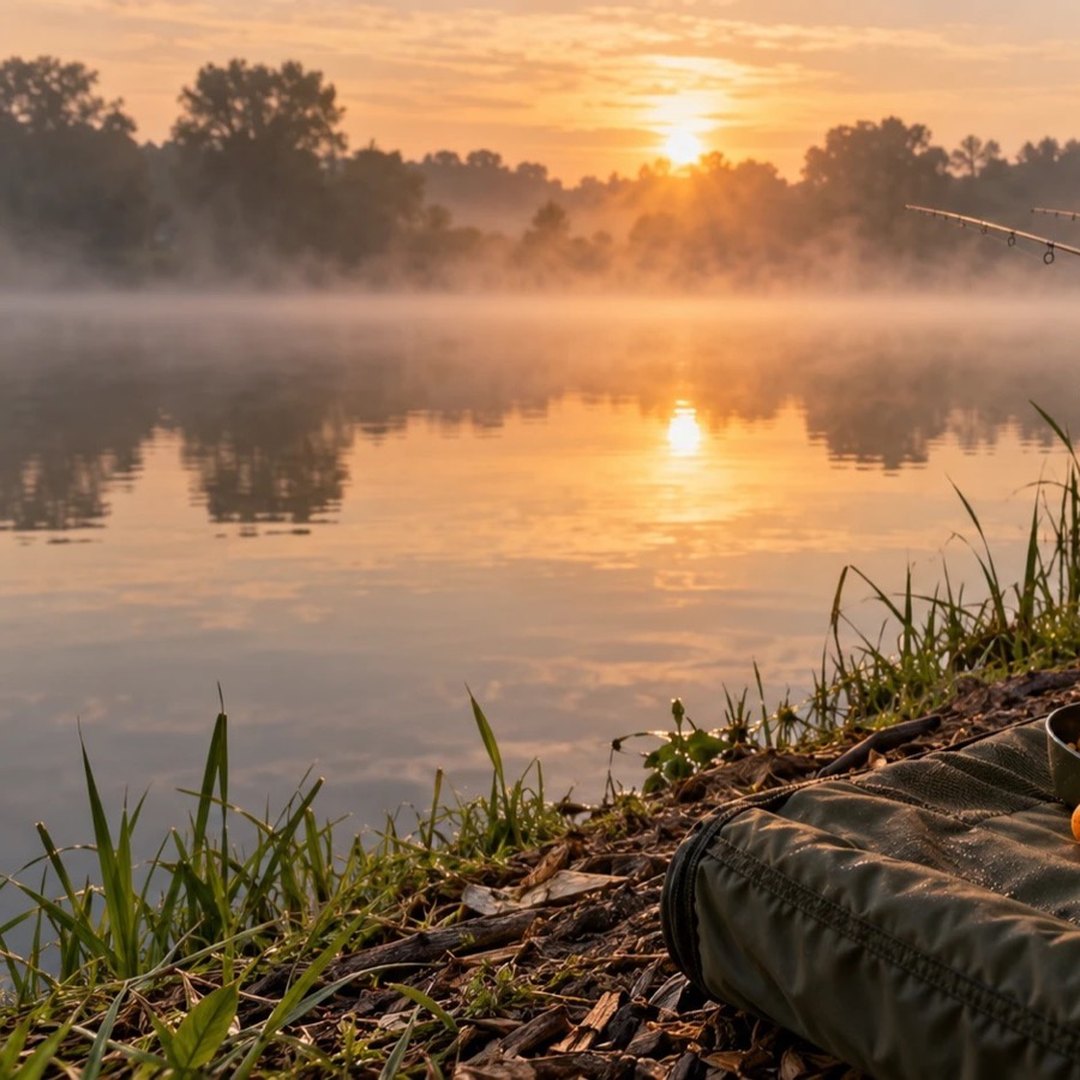 Sunrise over a carp lake